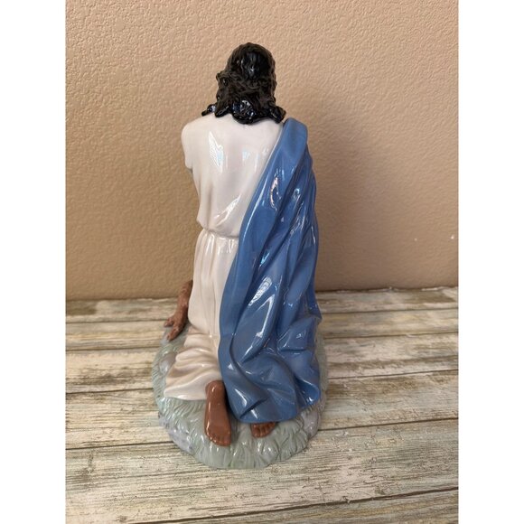 Black Jesus Praying in Garden of Gethsemane Heavy Ceramic Religious Decor 12" - Picture 4 of 10
